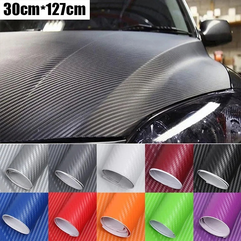 Roll of 3D carbon fibre car sticker in multiple colour options for vehicle interior and exterior decoration