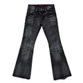 Men's slightly flared vintage jeans in black or blue, straight leg, linen fabric, edging detail, sizes S to XXL.