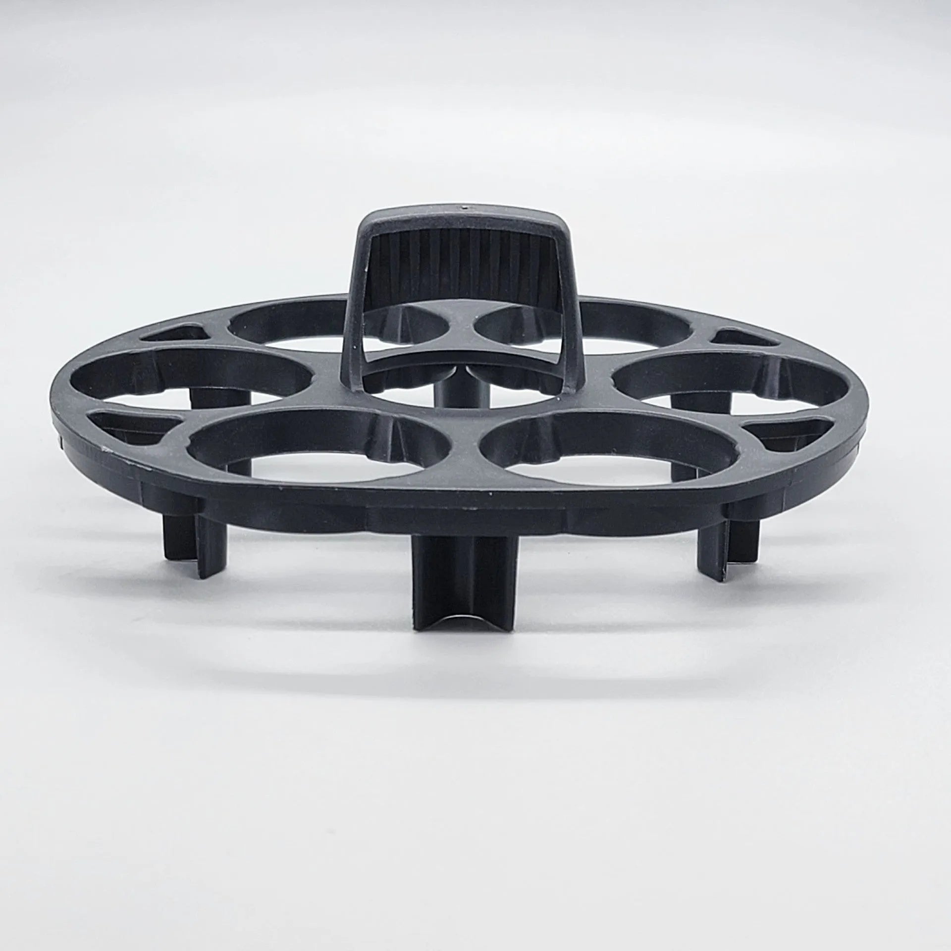 Black plastic egg holder keeper measuring 13.8cm with modern simplicity design