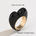 Zinc alloy heart ring with 3D enamel finish in colour options of black, pink, purple or red