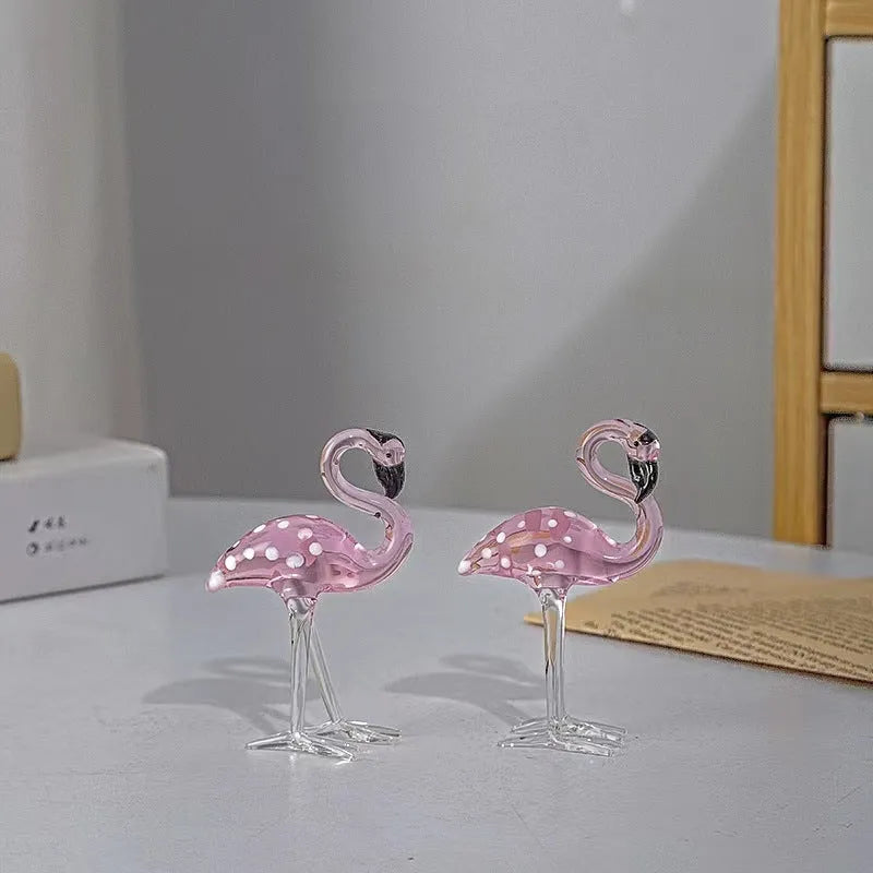 Pink crystal flamingo decorative on table with modern simple style for home decoration