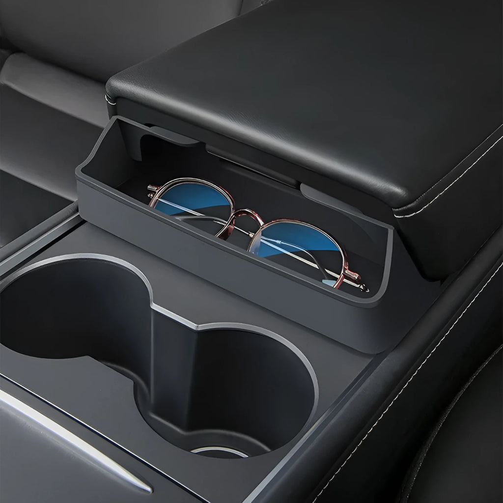 Black silicone glasses storage case for Tesla Model 3 and Model Y central armrest