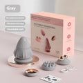 Rechargeable neck massager with multi-head silicone design and hot compress, shown in pink with gift box