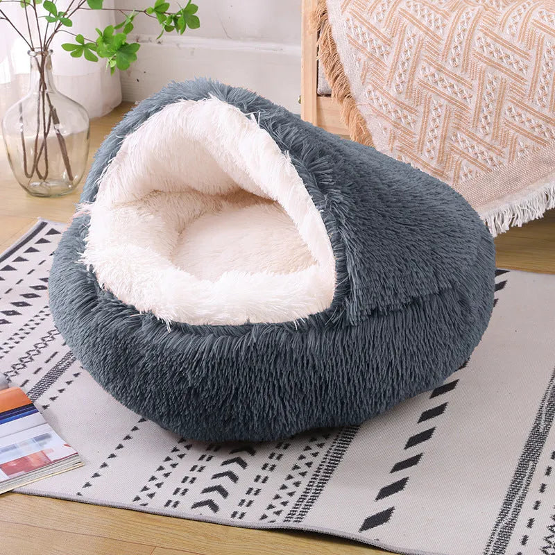 Waterproof dog kennel with semi-surrounded design and warm room in gradient grey colour