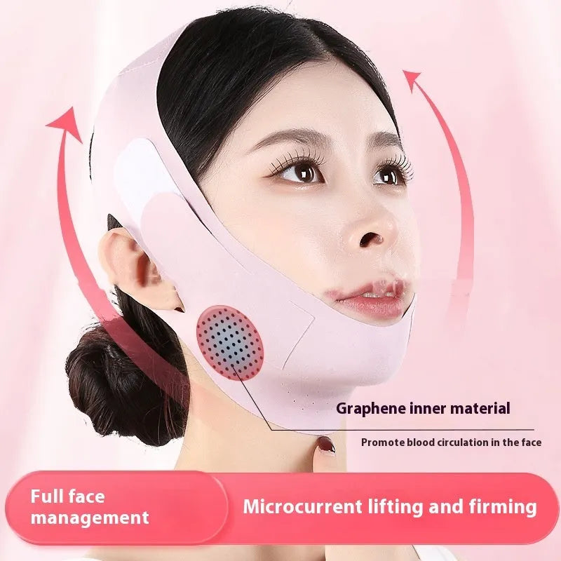 Small V Face Shaping Mask in purple and green with 9.0 graphene fabric for lifting and tightening