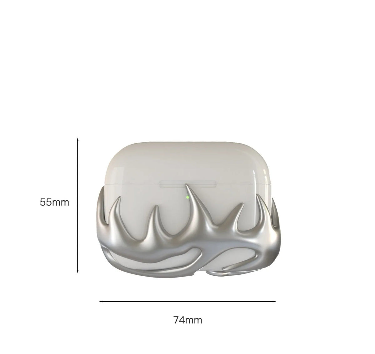 Silver flame 3D printed resin shell for AirPods Pro 1st and 2nd generation charging case