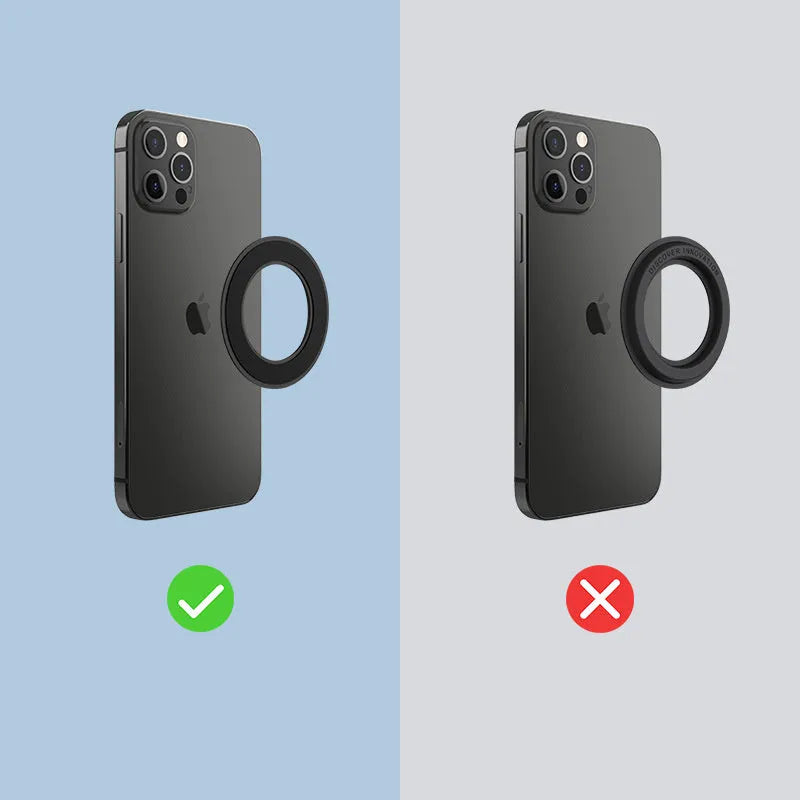 Magnetic ring mobile phone holder for wall and car use, compatible with Apple and Samsung, single pack