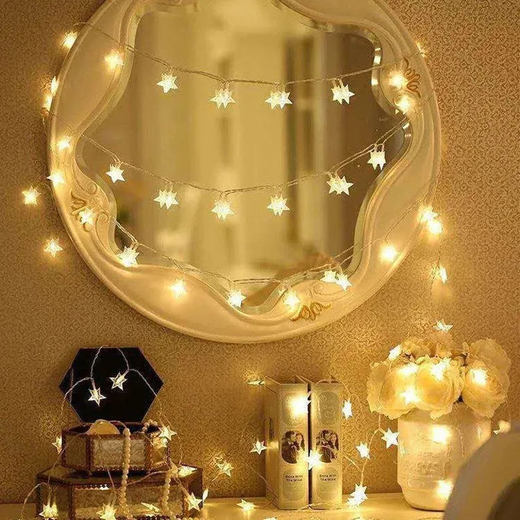 LED star light string 3 metre 20 warm white lights glass shell outdoor holiday decoration