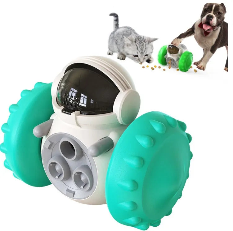 ABS interactive balance car pet toy in black, blue, yellow or green, 13.8 x 8 x 11cm, for slow treat feeding