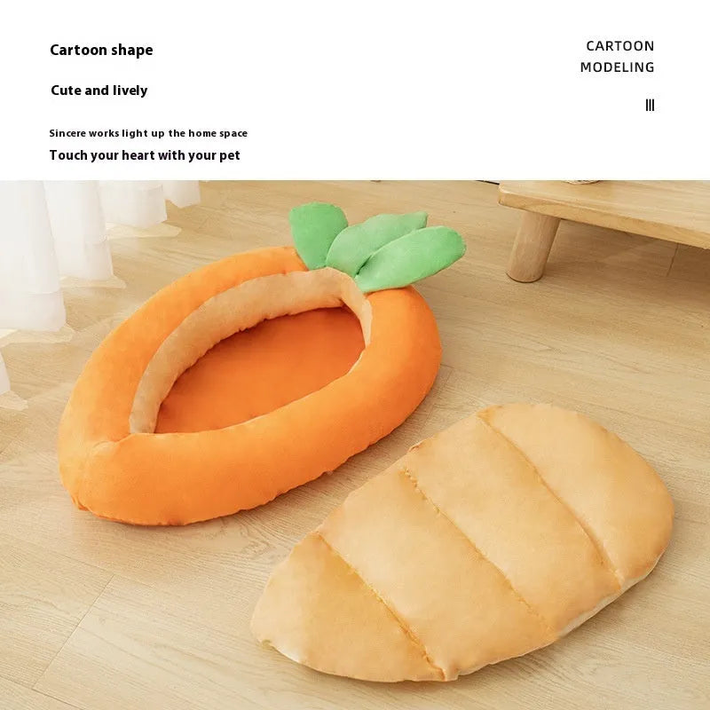 Carrot cartoon pet mattress with removable washable cloth cover for dogs