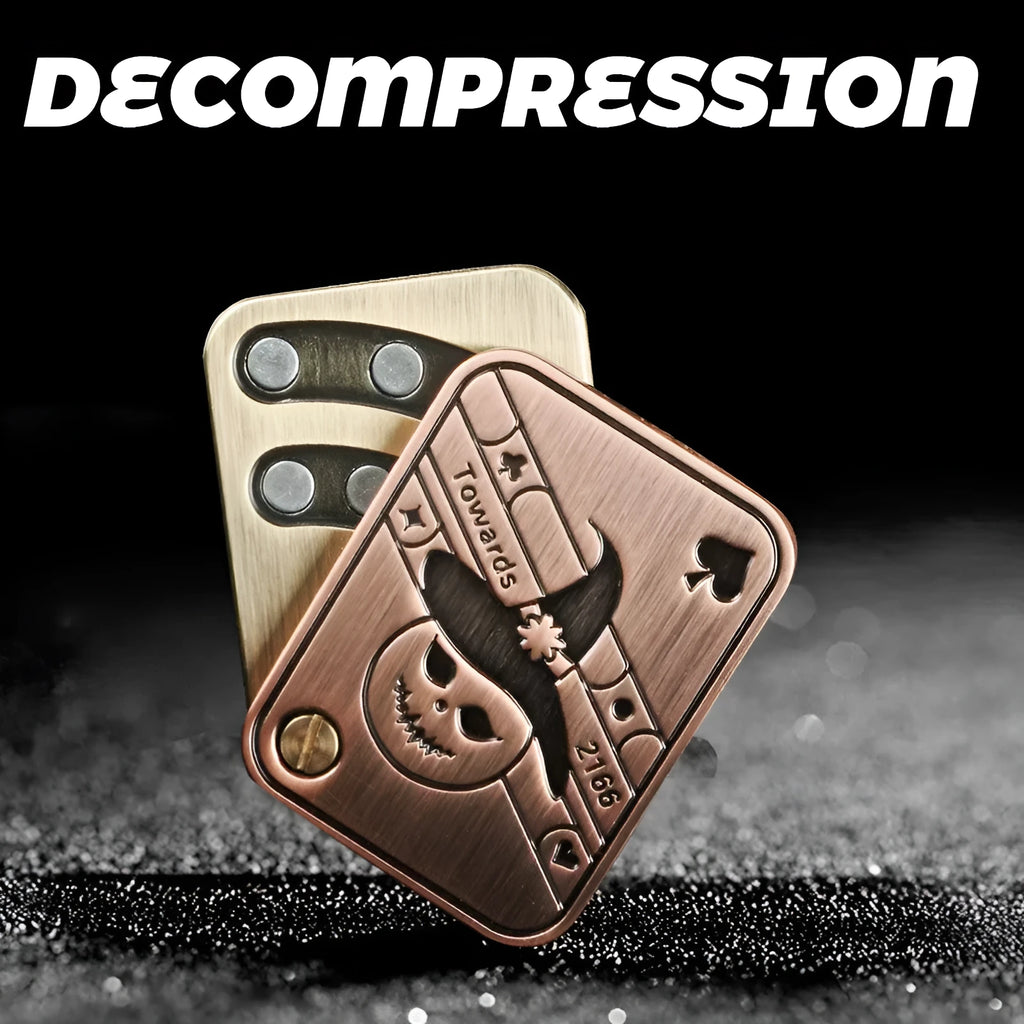 Alloy fidget spinner 48x36x4mm force control clap coin bronze or silver with small leather bag