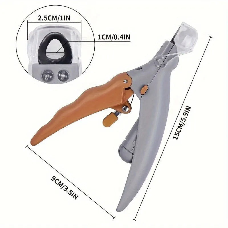 Yellow LED pet nail trimmer with magnifying glass and nail catcher for cats and dogs