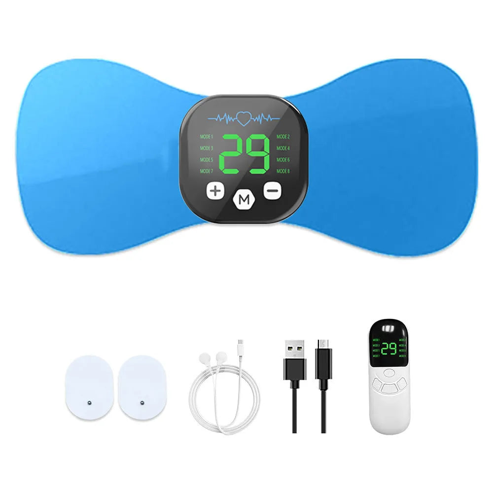 Cervical pulse massage pad EMS portable rechargeable with blue colour option for travel and home use