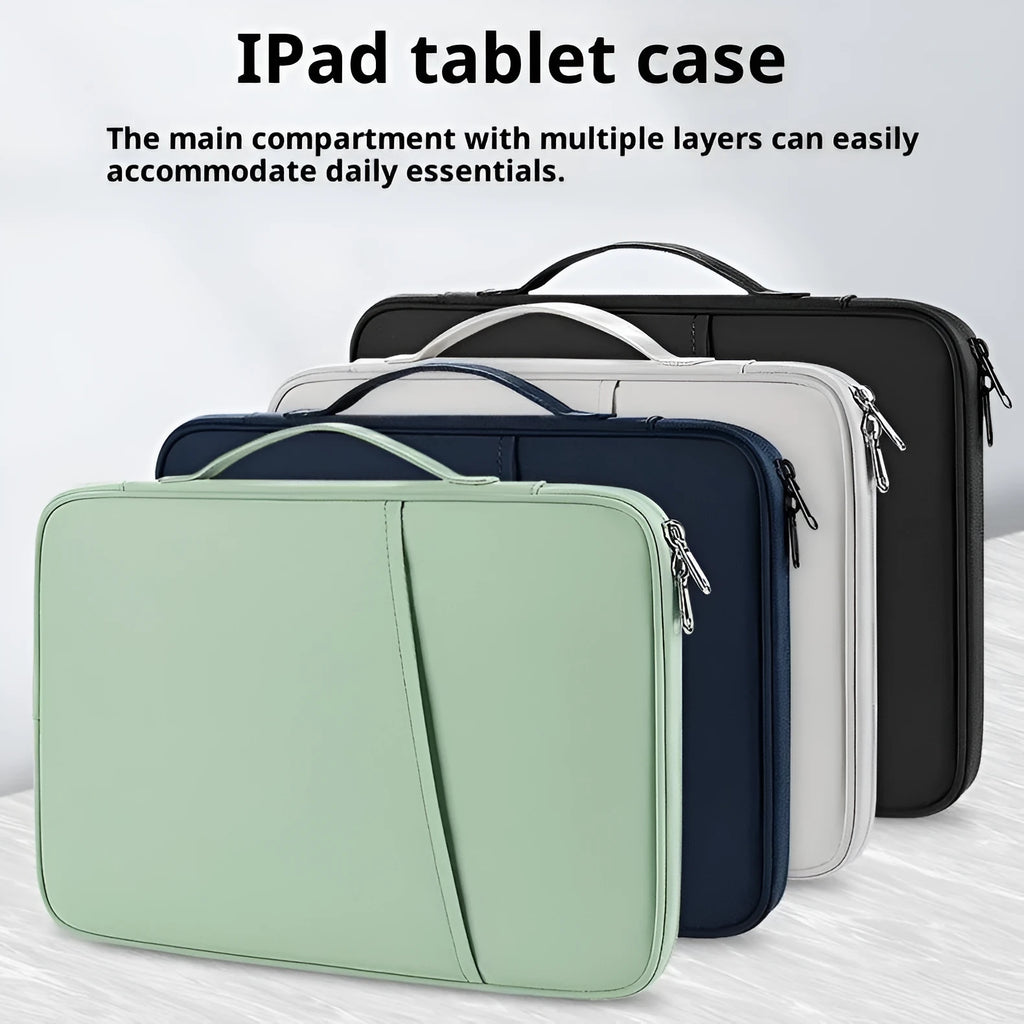 Nylon tablet bag in green, white, grey, black, pink, blue or purple, with chain detail and two size options