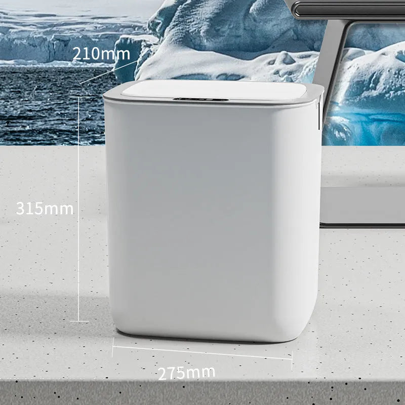 Automatic Inductive Ashbin for Home Bedroom Kitchen with Large Capacity 18-25L Plastic Square Barrel Multi-Zone Classification Rechargeable in Gray Green Light Yellow White