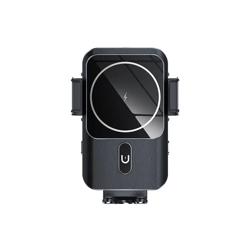 15W black car wireless charger mobile phone holder with clip or suction cup mounting options