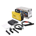 MMA-200MIN 220V DC welding machine with welding tongs, grounding clamp, face shield, and brush hanger accessories
