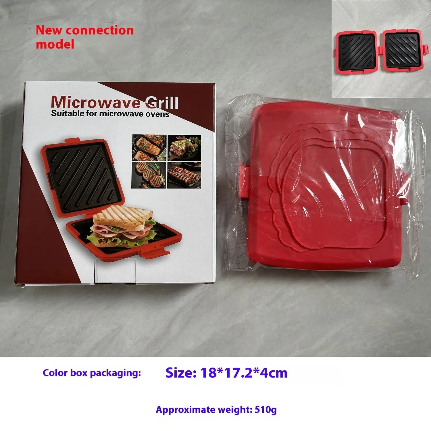 Red silicone baking tray with matching anti-scald gloves on kitchen counter