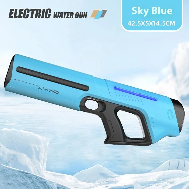 Rechargeable electric water gun in Pearl White, Sky Blue or Retro Brown, 42.5cm plastic toy for teens 7-14