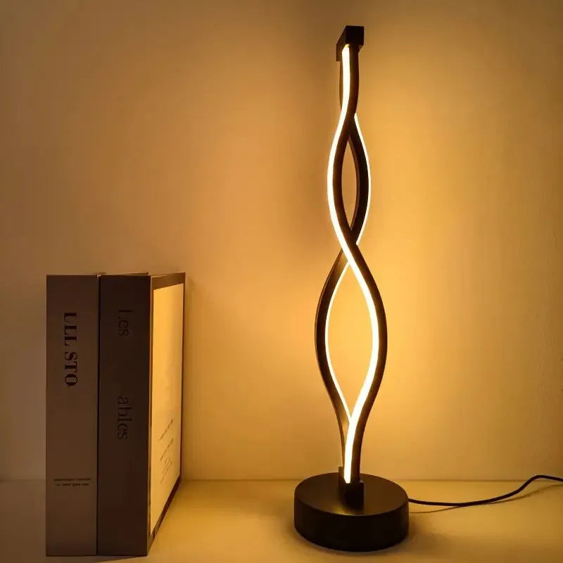Black aluminium bedroom desk lamp with three-colour dimming button and touch controls