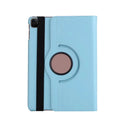 Rotating clamshell iPad protective sleeve in imitation leather, shown in rose red colour.
