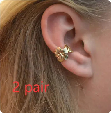 Gold electroplated alloy starfish conch shell drop earrings for women