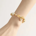 Korean style gold rutilated quartz bracelet with electroplated Lucky Fortune colour crystal jewellery.