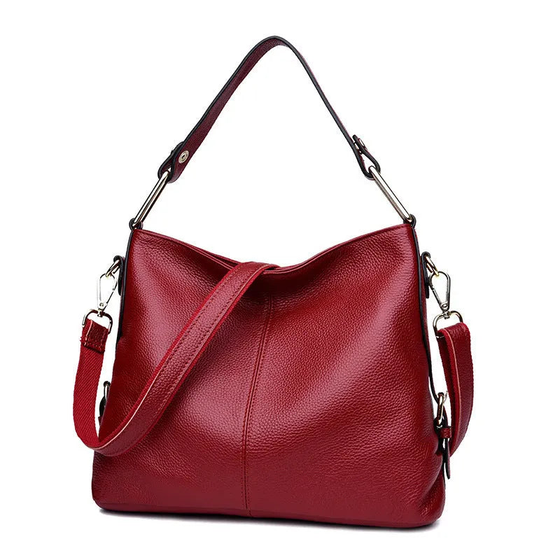 Women's genuine leather crossbody bag in vertical square design with multiple compartments