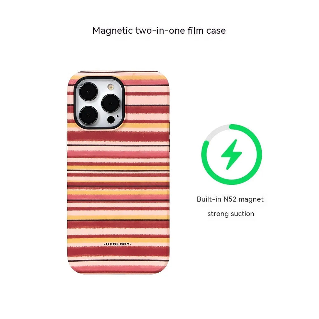 Magnetic TPU phone case for iPhone 15 with glossy two-in-one film shell and strong adsorption