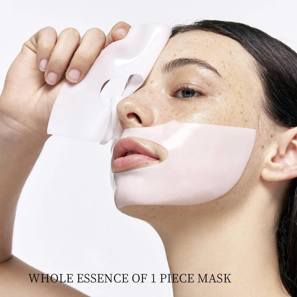 Box containing four individual collagen layered patch sheet masks for facial skincare.