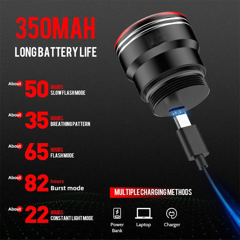Black aluminium alloy smart brake sensing USB rechargeable bicycle taillight