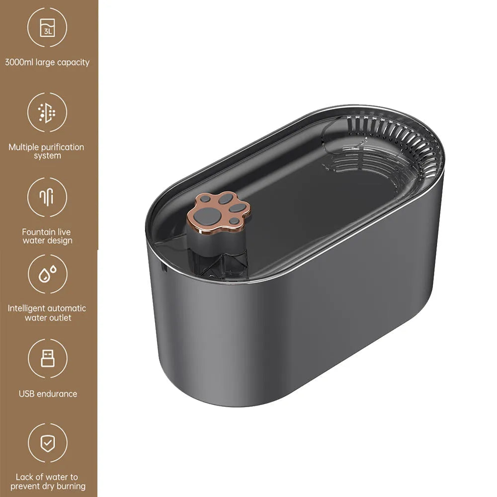 Berlin blue automatic pet water fountain with LED light indicator and triple filtration system