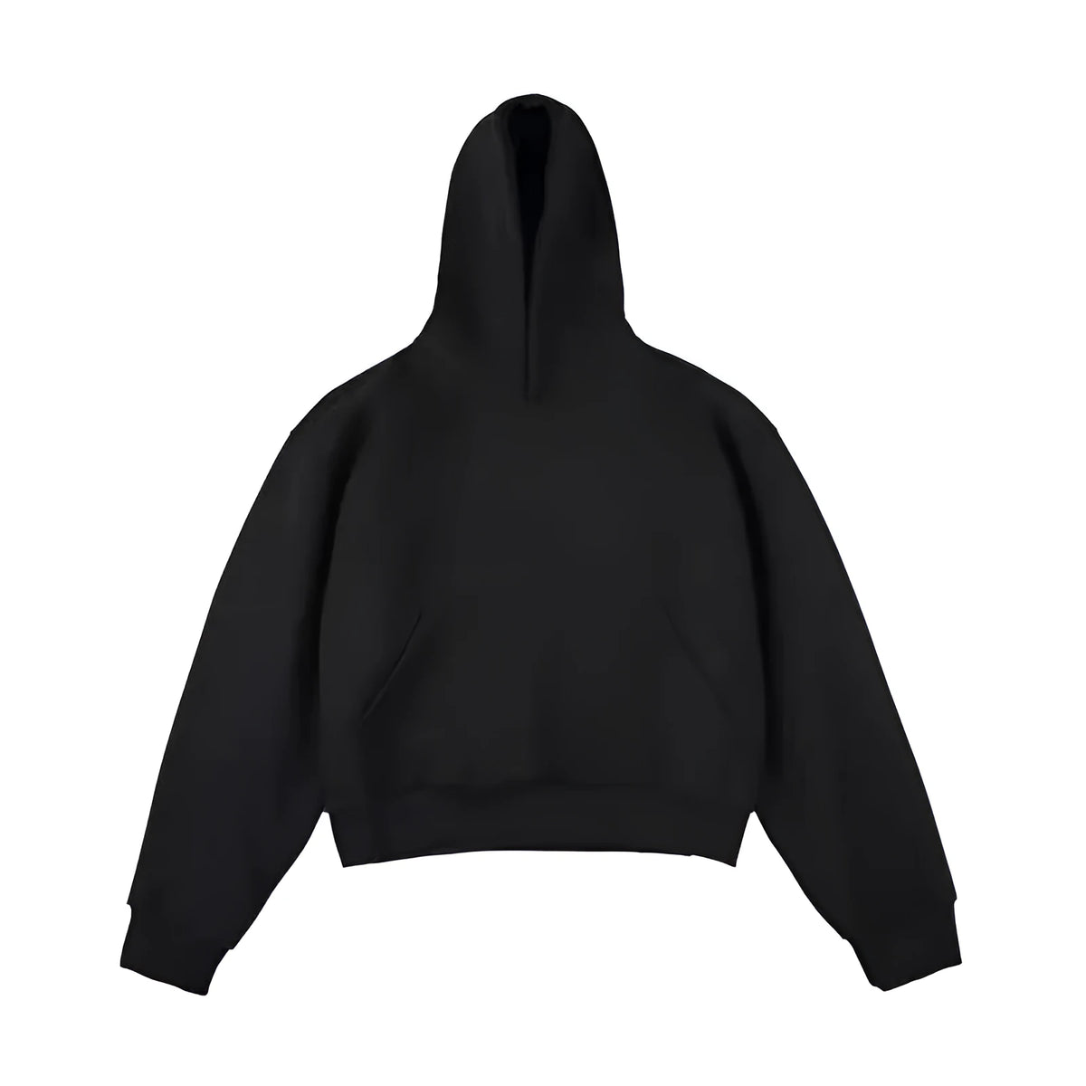 Short black Chinese cotton composite silver fox velvet hooded sweater for teenagers on a hanger.