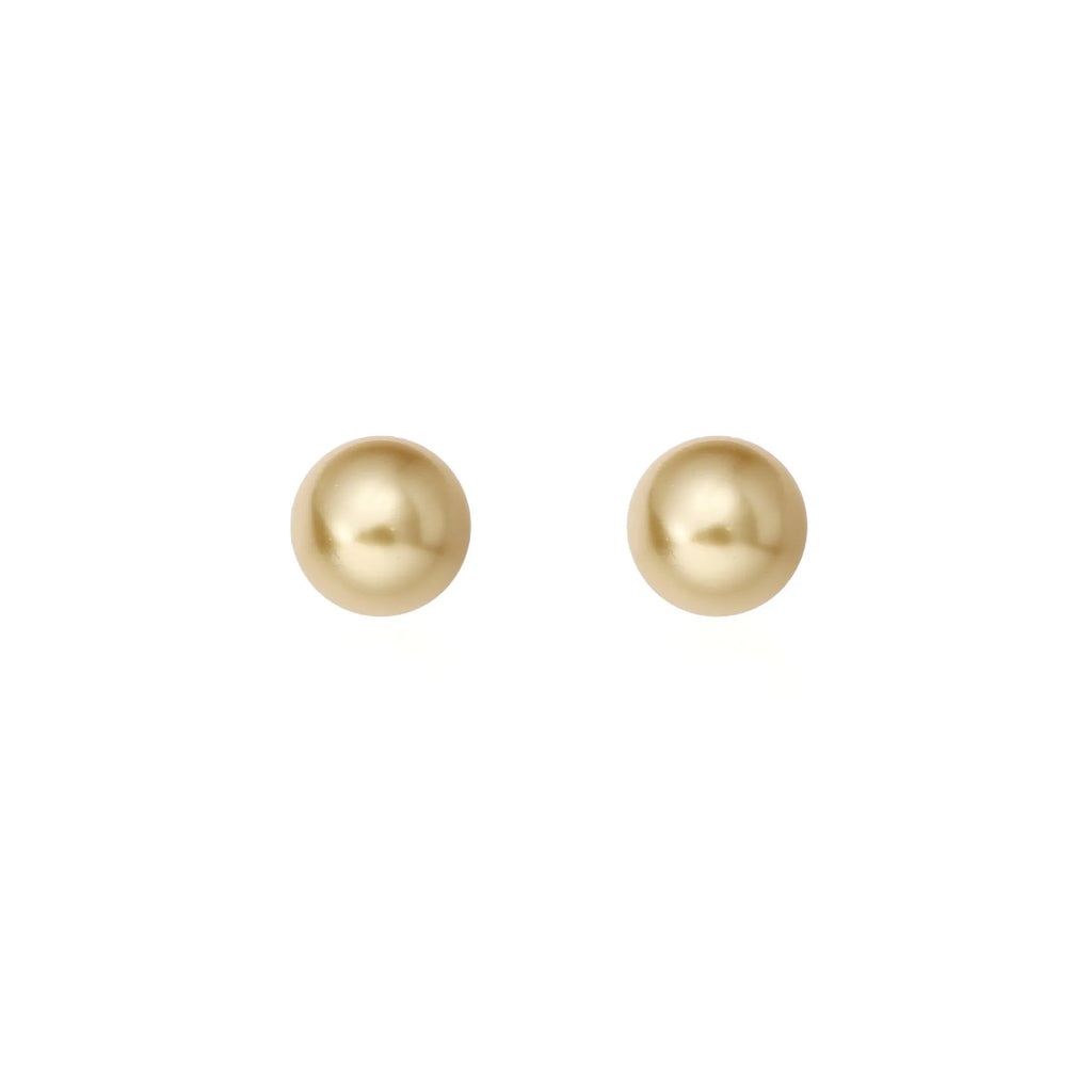 Large pearl stud earrings with eight awn star geometric design in 925 sterling silver showing 8mm to 14mm size options
