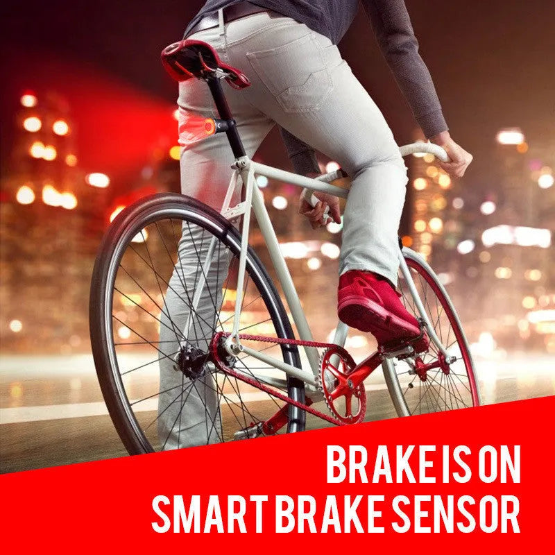 Black aluminium alloy smart brake sensing USB rechargeable bicycle taillight