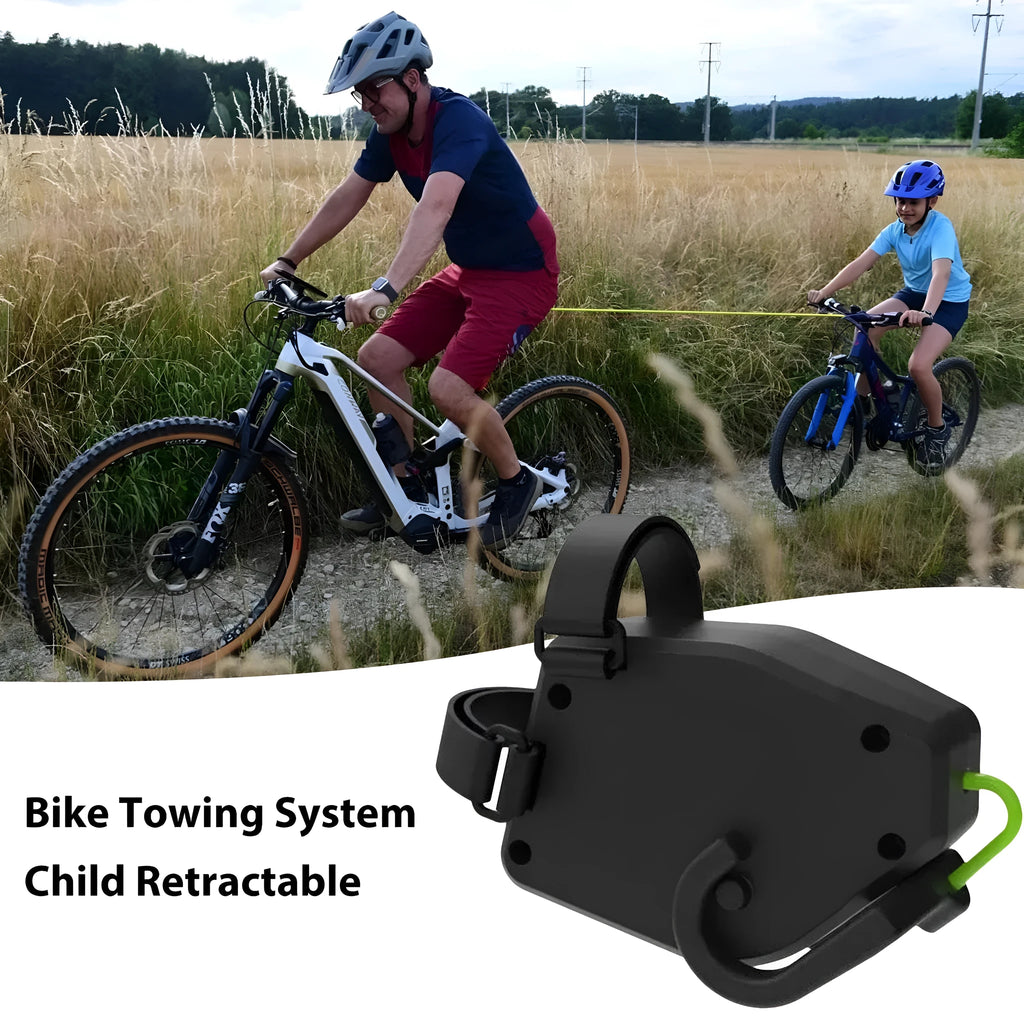 Black plastic trailer rope for connecting bicycle trailers to mountain bikes