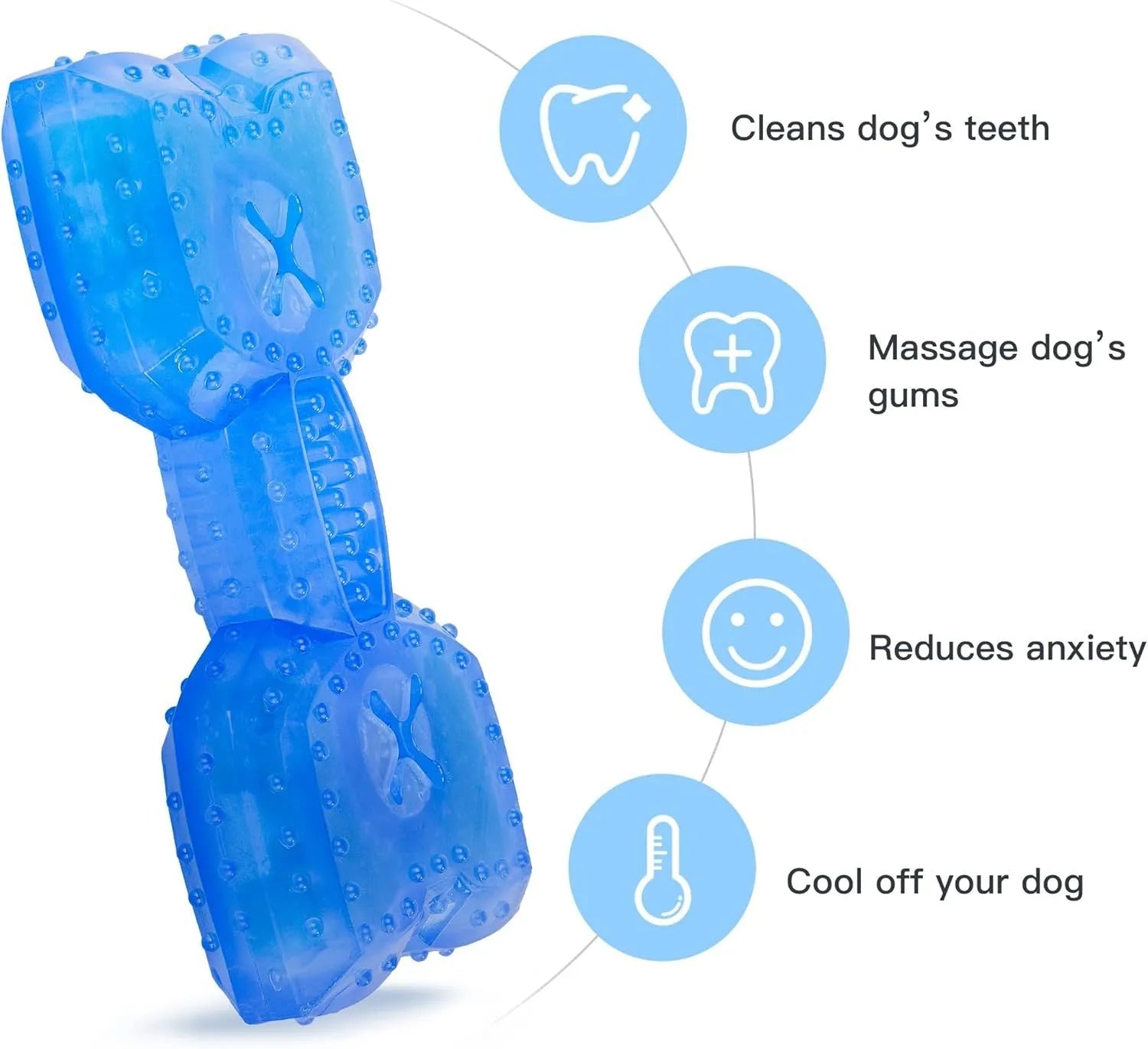 Freezable pet teether cooling chew toy for dogs in bones and circles shapes
