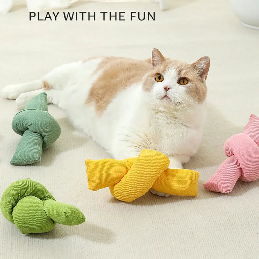White cotton dog rope toy with multiple knots for tug games and chewing