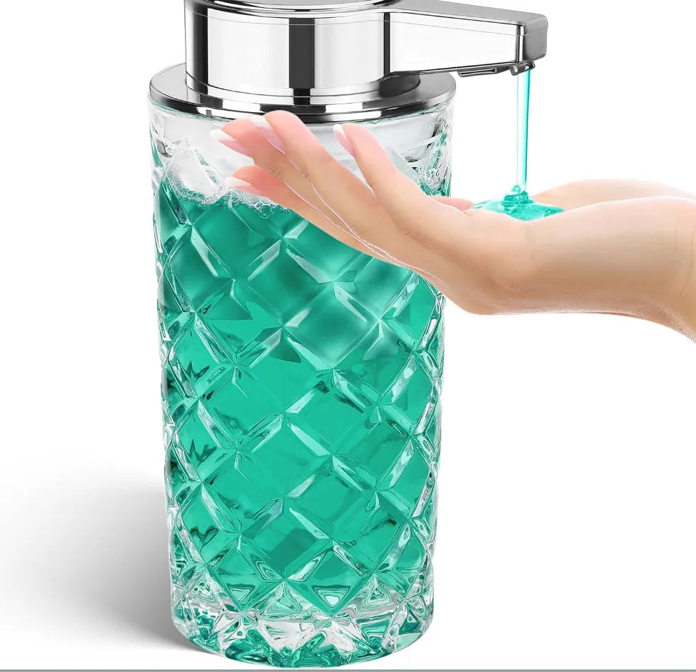 Automatic soap dispenser with silver finish and Type-C charging port