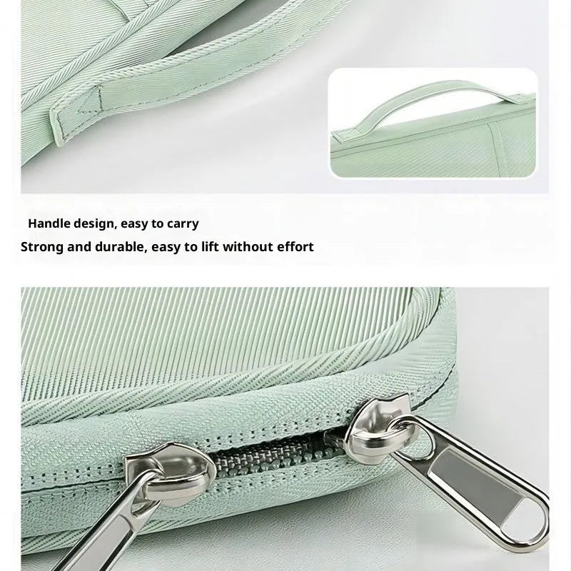Nylon tablet bag in green, white, grey, black, pink, blue or purple, with chain detail and two size options