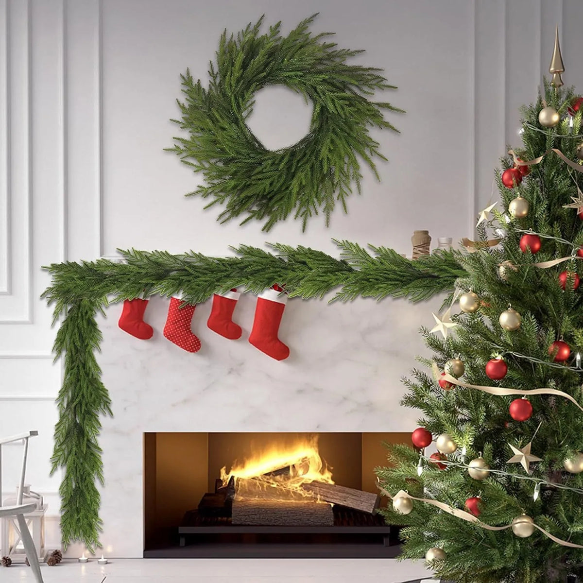 PE plastic American country style front door garland wreath measuring 60 cm with green foliage