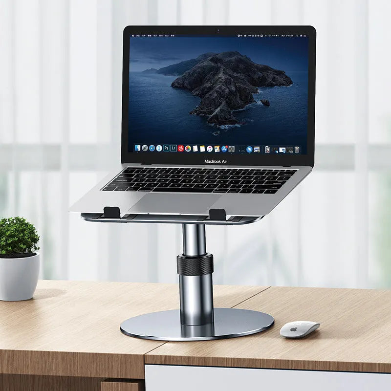 Silver adjustable aluminium car laptop stand on a car back seat
