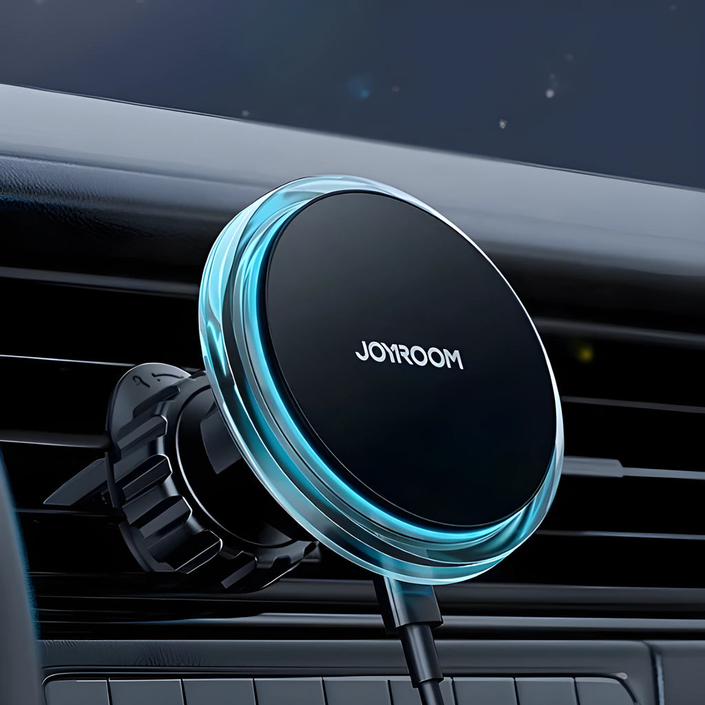 Magnetic suction wireless charging stand black car air outlet mount for smartphones