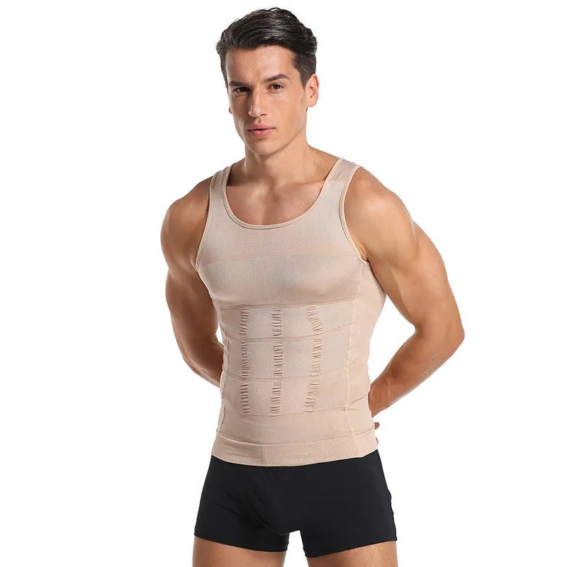 Men's compression vest shaper in black, flesh or white, sizes S to XXXL, Asian fit