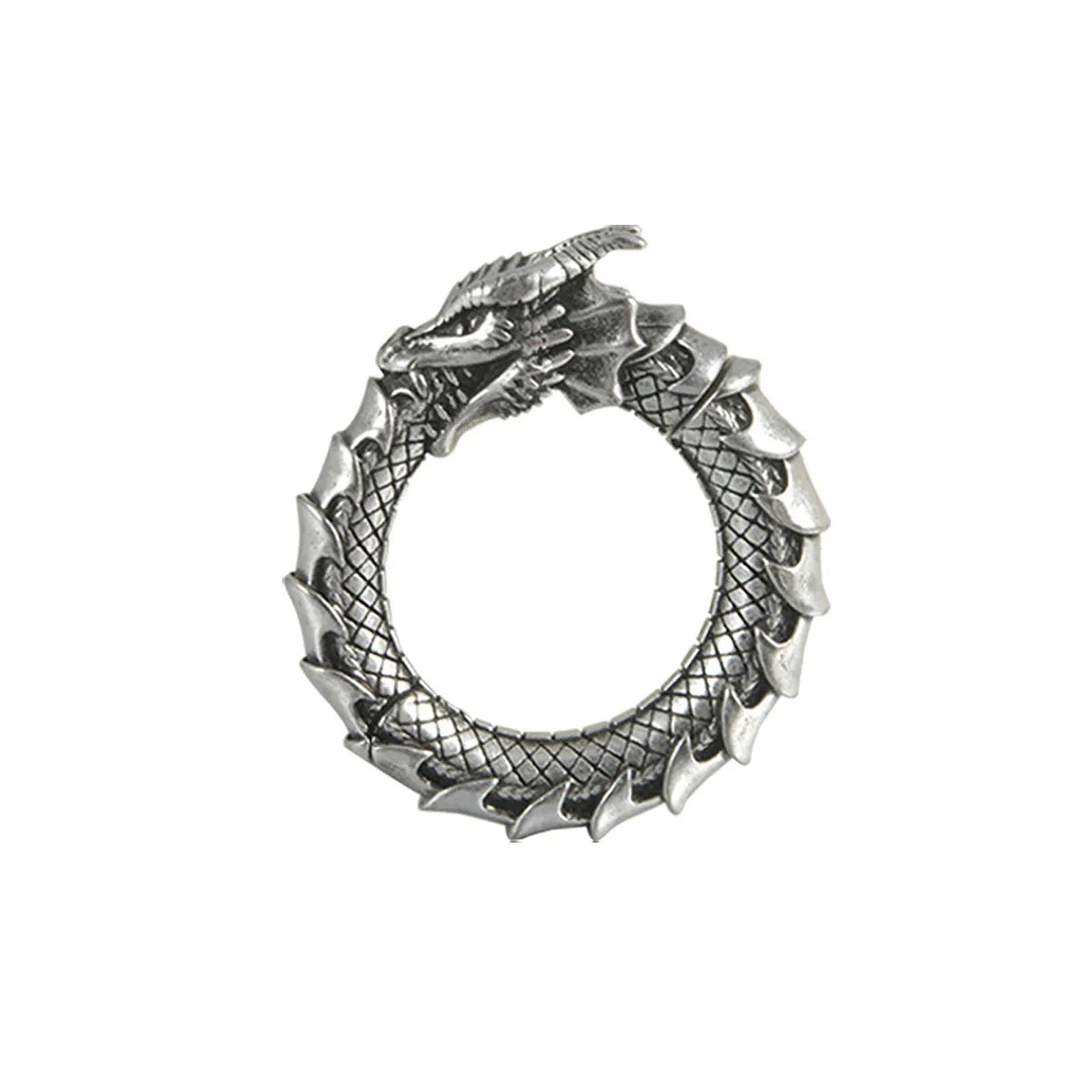 Large geometric dragon pattern hollow out earrings in antique silver finish