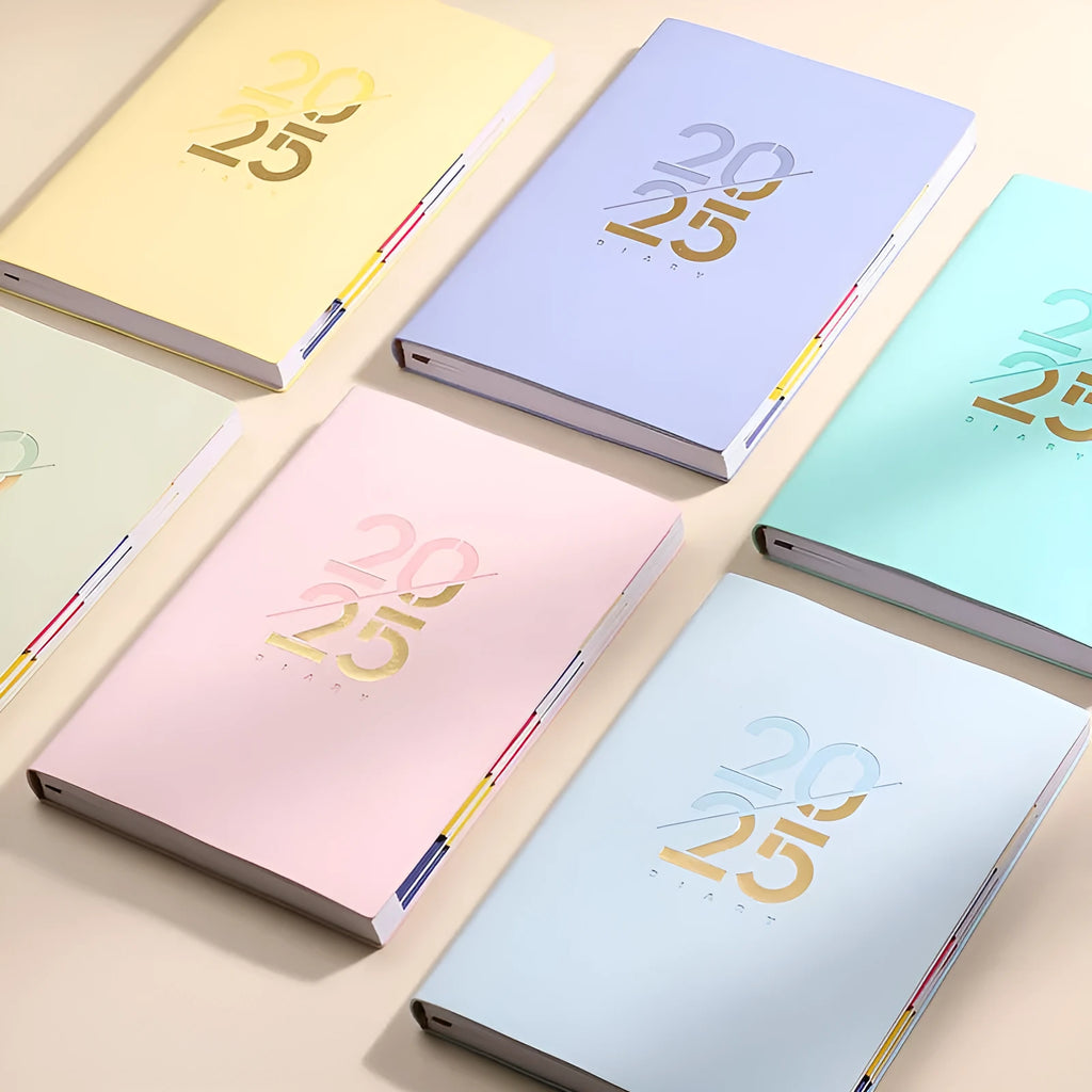 Soft leather A5 daily plan schedule book open showing weekly planner layout