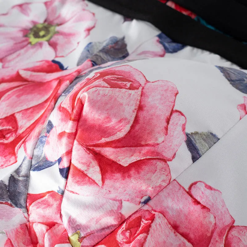 Ice silk men's boxer shorts with floral print, showing mid waist fit and breathable polyester fabric.