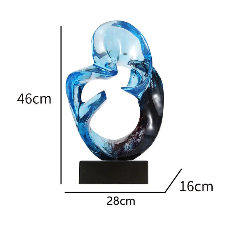 Transparent resin craft ornament in modern minimalist style showing orange red and blue colour options