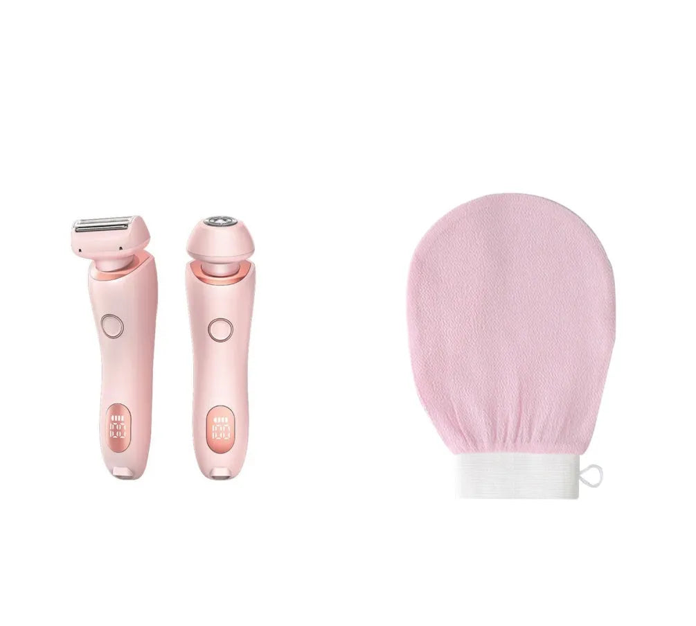 2 in 1 women's electric shaver with square foil and round rotating heads, USB rechargeable, pink colour