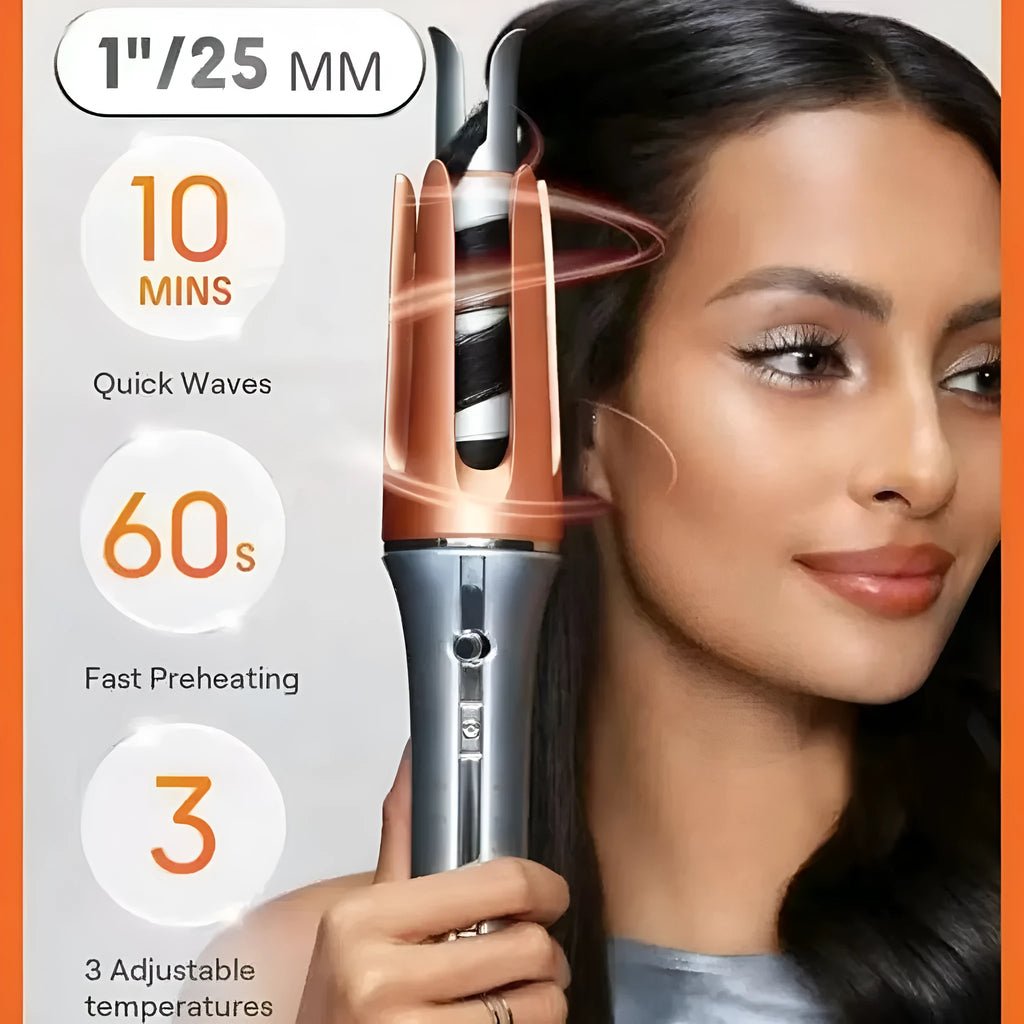 Full automatic hair curler with silver 25mm or 32mm barrel, wired AC, anion perm, 35W